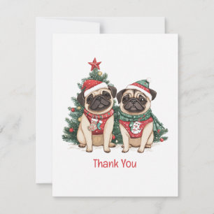 Chiens Pug de Noël Merci
