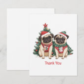 Chiens Pug de Noël Merci (Devant / Derrière)