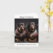 Chiens Rottweiller Bonne carte de Noël (Fleur jaune)