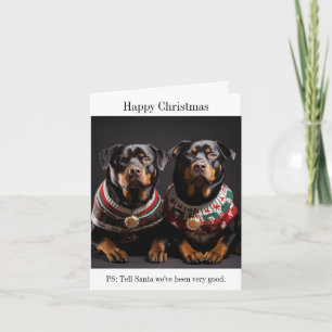 Chiens Rottweiller Bonne carte de Noël