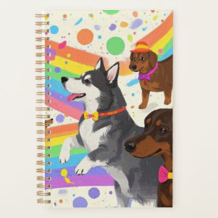 Chiens sympas avec arc-en-ciel