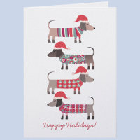 Chiens teckel en chapeaux de Père Noël Noël
