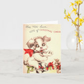 Chiens vintages Carte de Noël (Fleur jaune)
