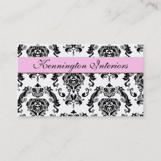 Chiffon Pink Black Damask Visitekaartjes