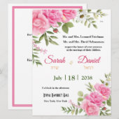 Chiffon Pink Roses Jewish Wedding Invitation (Voorkant / Achterkant)