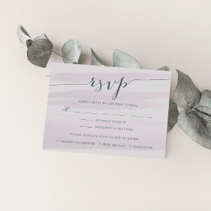 Chiffon RSVP-kaart met maaltijdkeuze Lila grijs RSVP Kaartje