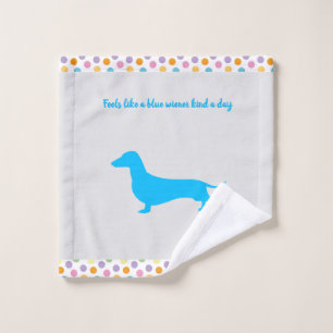 Chiffonnette de lavage teckel silhouette bleue