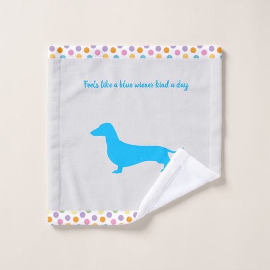 Chiffonnette de lavage teckel silhouette bleue (Gant de toilette)