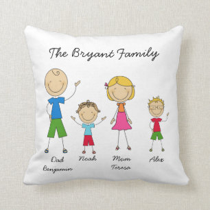 Chiffre customisé coussin de bâton de la famille