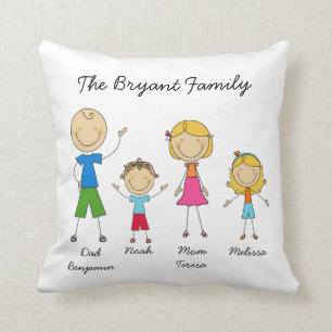 Chiffre customisé coussin de bâton de la famille