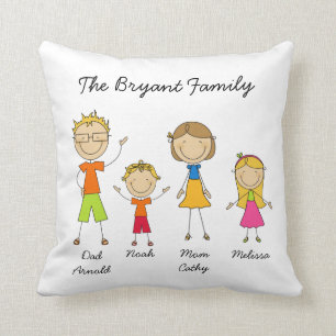 Chiffre customisé coussin de bâton de la famille