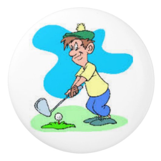 Chiffre de bande dessinée de golf sur des boutons (Devant)