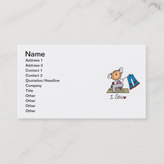 Chiffre de bâton je couds des cartes de visite (Devant)