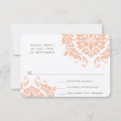 Chiffre de Pêche moderne Mariage damassé RSVP (Devant)