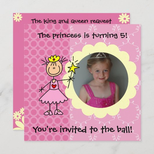Chiffre fait sur commande princesse Invitation de (Devant / Derrière)