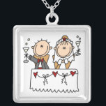 Chiffre jeunes mariés de bâton grillant le collier<br><div class="desc">Un chiffre de bâton pain grillé de jeunes mariés à leur nouvelle vie ensemble sur un collier n'importe quelle jeune mariée à être qui aime des chiffres de bâton est sûr d'adorer !</div>