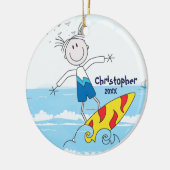 Chiffre mignon ornement de bâton de Noël de garçon (Gauche)