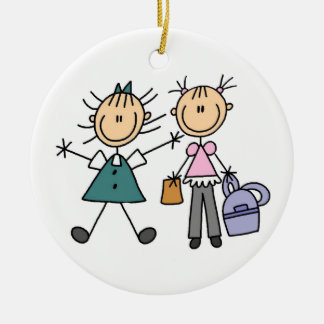 Chiffre ornement de deux bâtons de filles