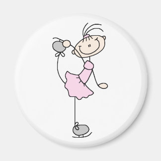 Chiffre rose Aimant à patinage féminin