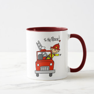 Chiffre sapeur-pompier de bâton avec la tasse de