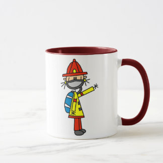 Chiffre sapeur-pompier de bâton avec la tasse de