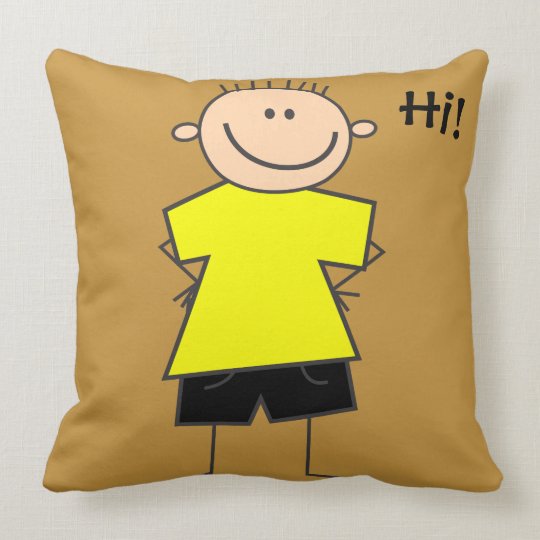 Chiffre souriant mignon carreau de bâton de garçon coussin