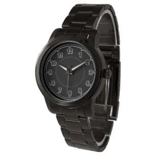 Chiffres blancs sur le noir - montre classique