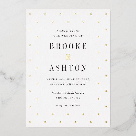 Chiffres chics FOIL Faire-part de mariage moderne (Recto)