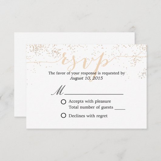 Chiffres Confetti Classé Mariage Script RSVP (Devant / Derrière)