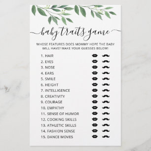 Chiffres de bébé jeu Baby shower partie Carte de j