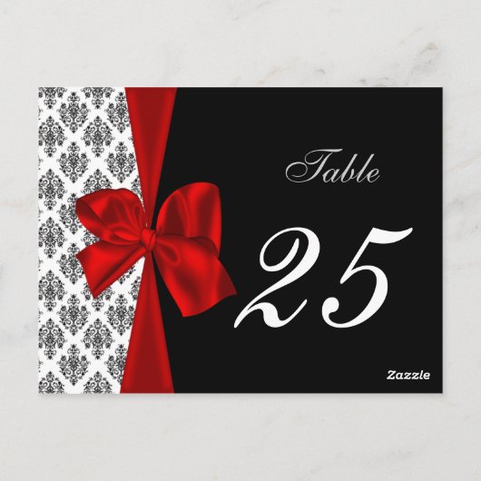 chiffres de table damée rouge carte postale (Dos)