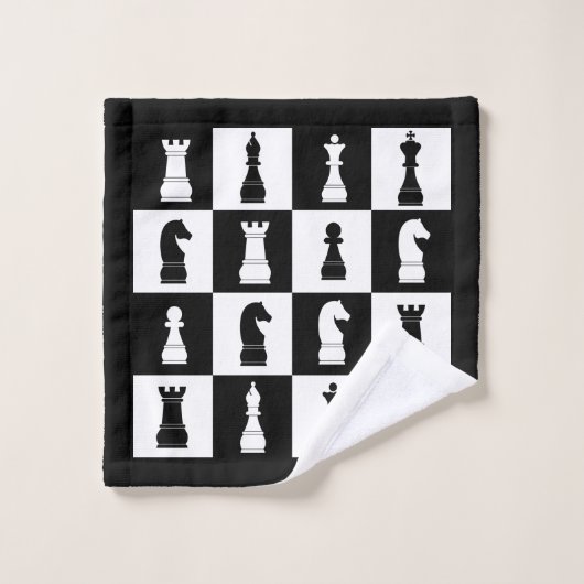 Chiffres Du Jeu D'Échecs Noir Et Blanc (Gant de toilette)