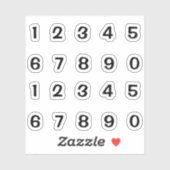 Chiffres noirs Autocollants (Feuille)