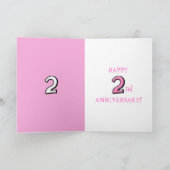 Chiffres Silly 2 rose Anniversaire Carte (Intérieur)