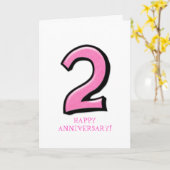 Chiffres Silly 2 rose Anniversaire Carte (Fleur jaune)