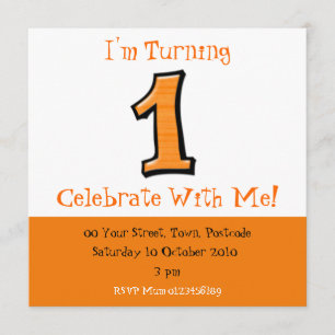 Chiffres stupides 1 orange Invitation d'anniversai
