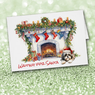 Chih Tzu Chien Attendez Père Noël Cheminée de Noël