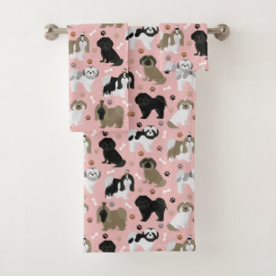 Chih Tzu Chiens Paws et os Ensemble de serviettes