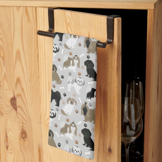 Chih Tzu Chiens Paws et os Serviette de cuisine (Pliage en tiers)