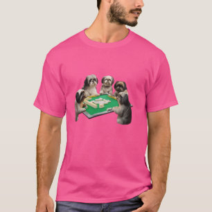 Chih Tzu Dog Mahjong Funny T-shirt Lettre Chien Ho