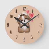 Chih Tzu race Chien Race Mur Rond Horloge (Recto)