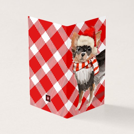 Chihuahu Kerstmis Dog Red en White Pset Holiday Kaart (Buitenkant)