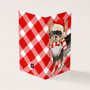Chihuahu Kerstmis Dog Red en White Pset Holiday Kaart