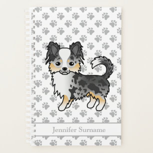 Chihuahua à poil long Blue Merle et texte personna