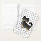 Chihuahua à poil long noir et feu & Texte (Devant avec enveloppe)