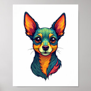 Chihuahua Abstract Schilderij Kleur Cute Hond ( Poster