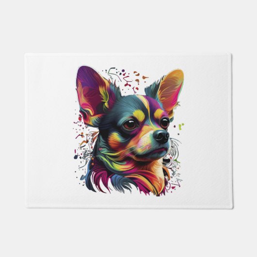 Chihuahua Abstract schilderij Kleur Leuke Hond Deurmat (Voorkant)