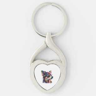 Chihuahua Abstract schilderij Kleur Leuke Hond Sleutelhanger