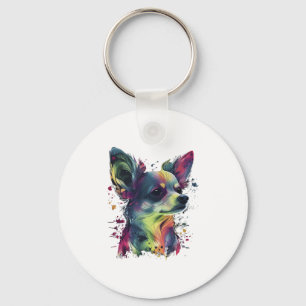 Chihuahua Abstract schilderij Kleur Leuke Hond Sleutelhanger