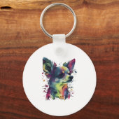 Chihuahua Abstract schilderij Kleur Leuke Hond Sleutelhanger (Voorkant)